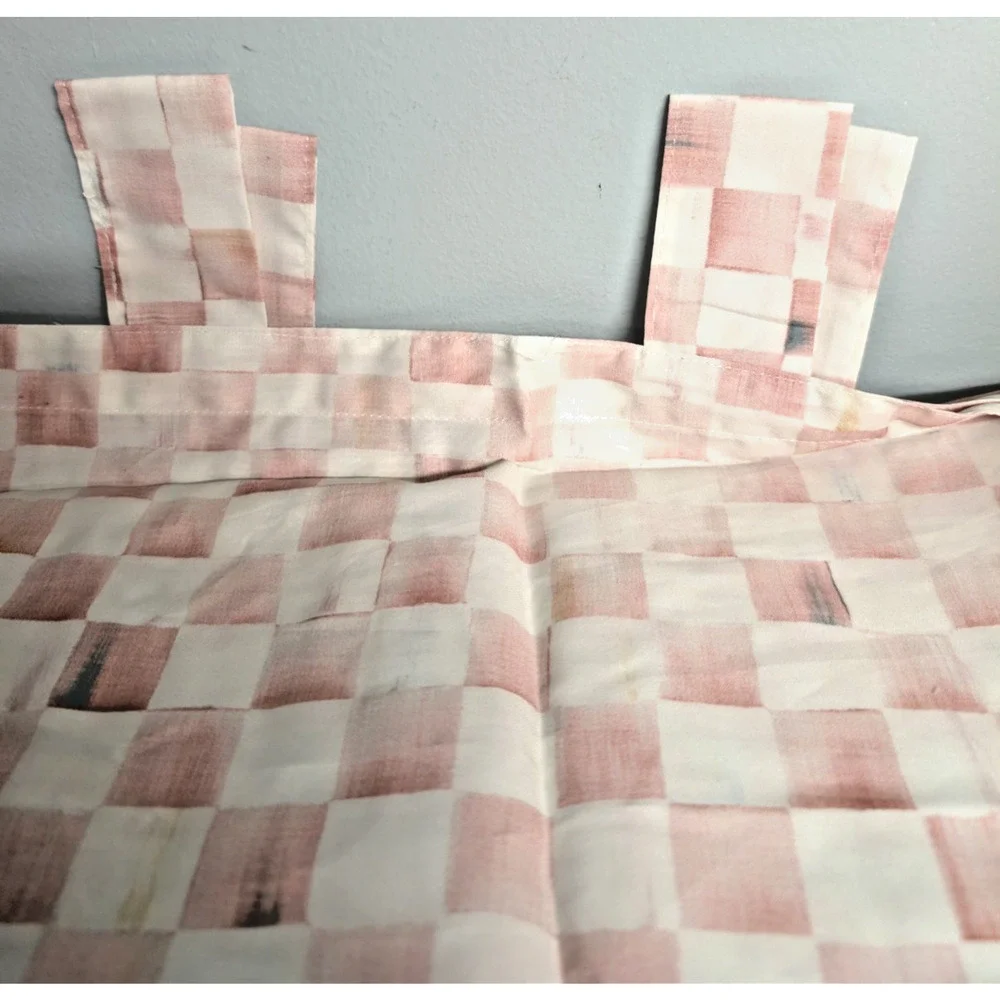 MacKenzie Childs Rosy Check Tab Top Valance 72 x 12